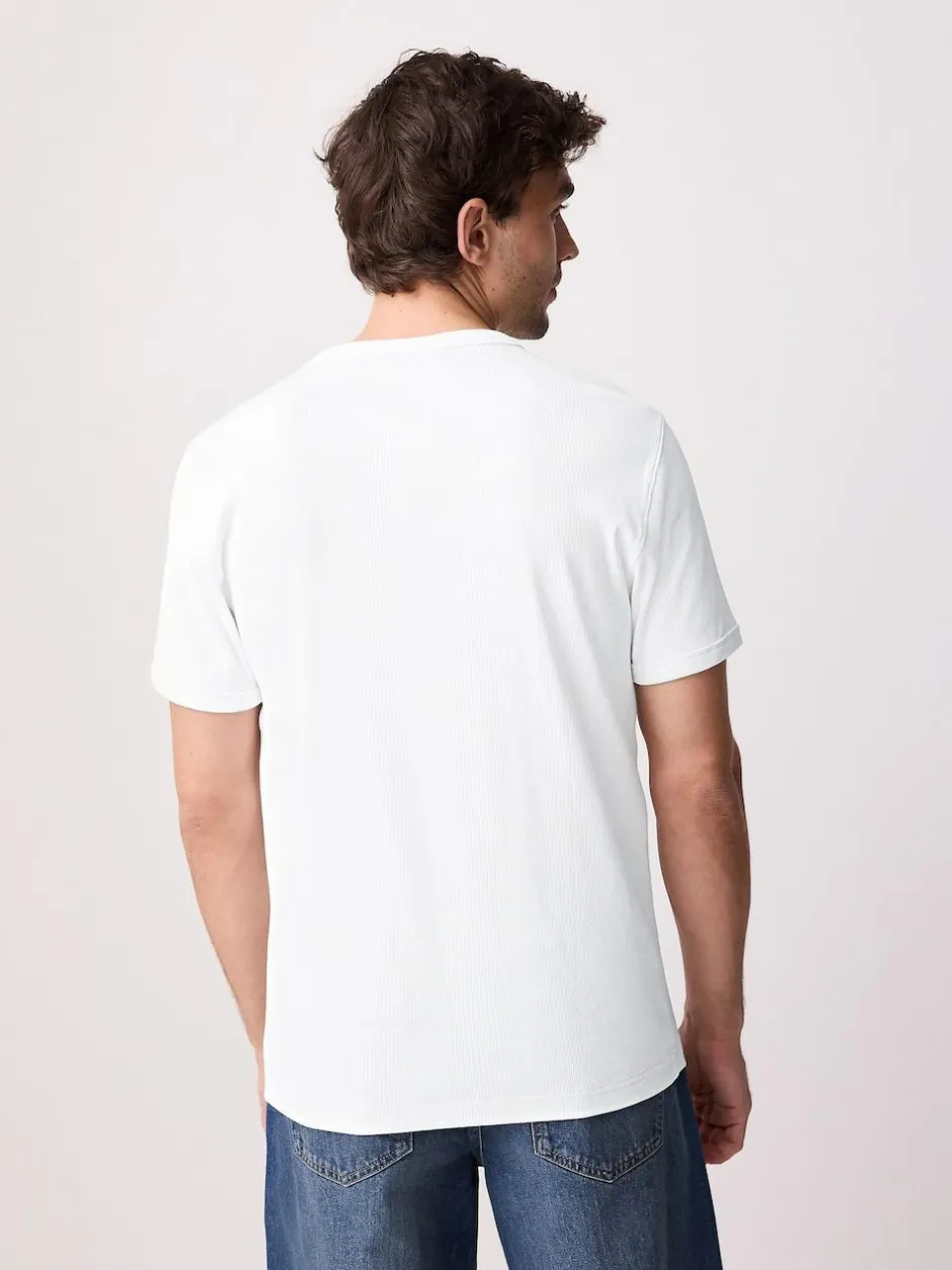 Next Ribbed Short Sleeve Crew T-Shirt White Outlet