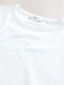 Next Ribbed Short Sleeve Crew T-Shirt White Outlet