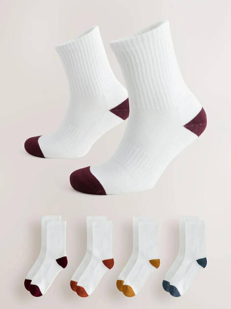 Next Sports Socks 4 Pack White Rich Heel toe Hot