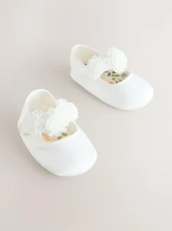 Next White Satin Baby Corsage Shoes (0-24mths) Outlet