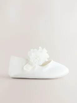 Next White Satin Baby Corsage Shoes (0-24mths) Outlet