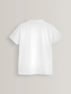 Next School Short Sleeve Cotton Polo Shirts 5 Pack (3-16yrs) White Hot