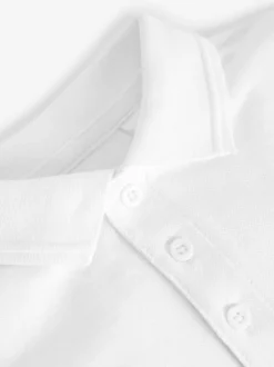 Next School Short Sleeve Cotton Polo Shirts 5 Pack (3-16yrs) White Hot