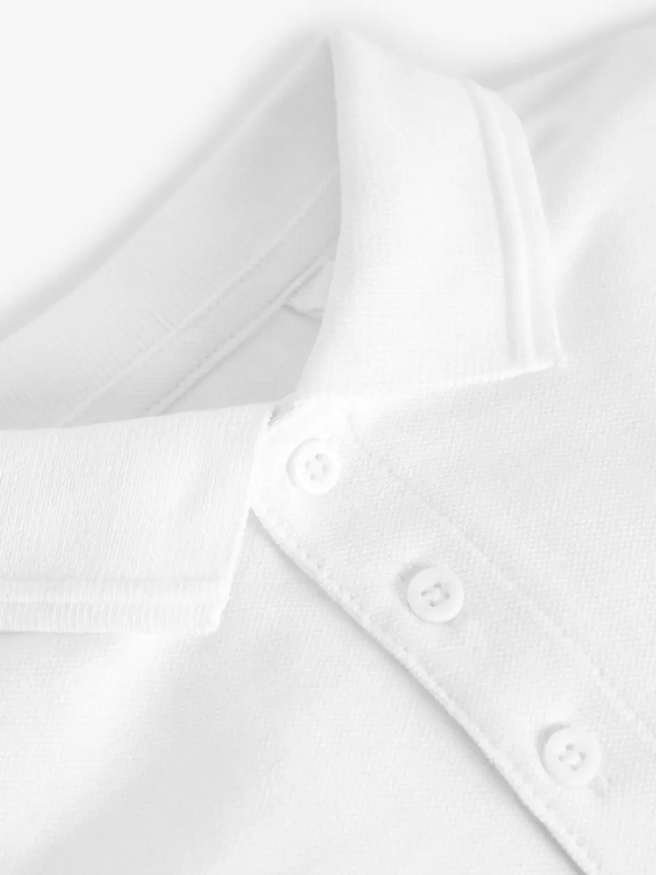 Next School Short Sleeve Cotton Polo Shirts 5 Pack (3-16yrs) White Hot