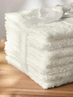 Next Set of 7 Egyptian Cotton Face Cloths White Discount