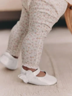 Next Mary Jane Baby Shoes (0-18mths) White Shimmer Butterfly New