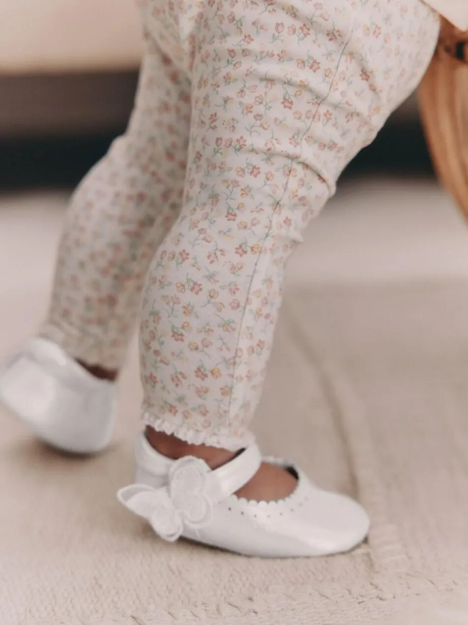 Next Mary Jane Baby Shoes (0-18mths) White Shimmer Butterfly New