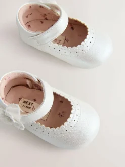 Next Mary Jane Baby Shoes (0-18mths) White Shimmer Butterfly New