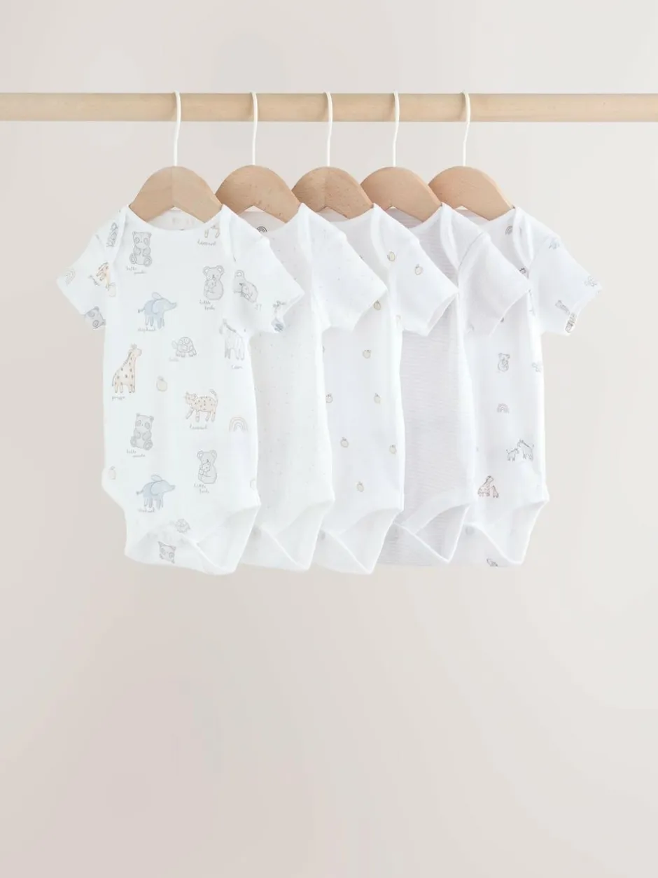 Next White Short Sleeve Baby Bodysuits 5 Pack Discount