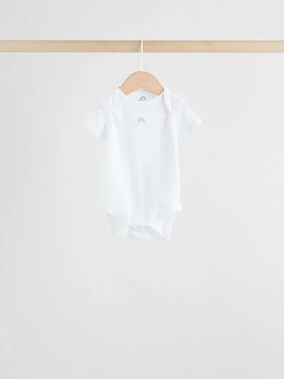 Next White Short Sleeve Baby Bodysuits 5 Pack Discount