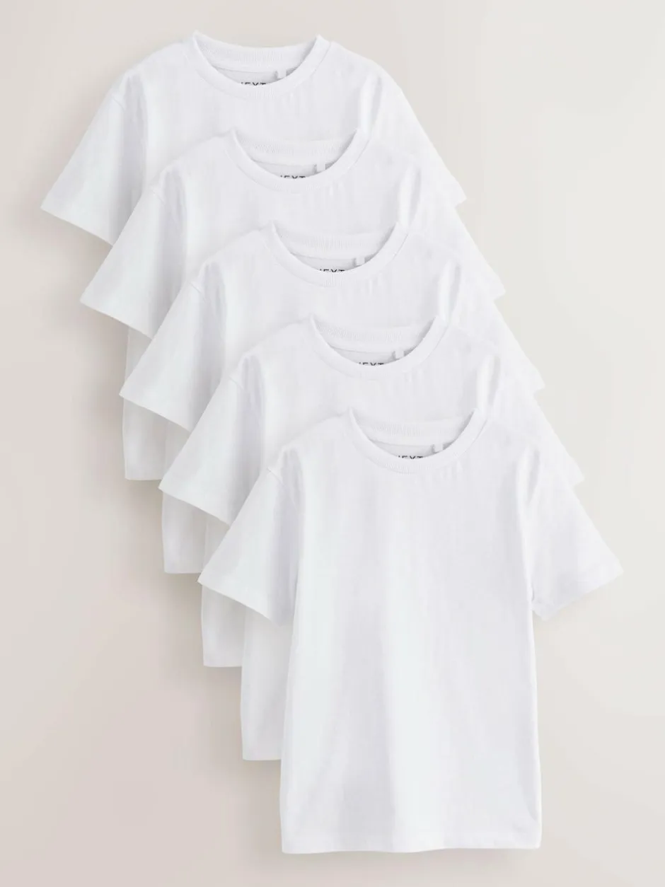 Next White Short Sleeve T-Shirts 5 Pack (3-16yrs) Outlet