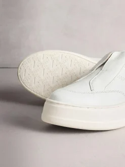 Next Signature Leather Chunky Wedge Platform Trainers White Hot