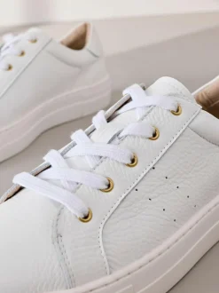 Next Signature Premium Leather Lace-Up Trainers White Outlet