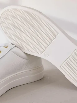 Next Signature Premium Leather Lace-Up Trainers White Outlet