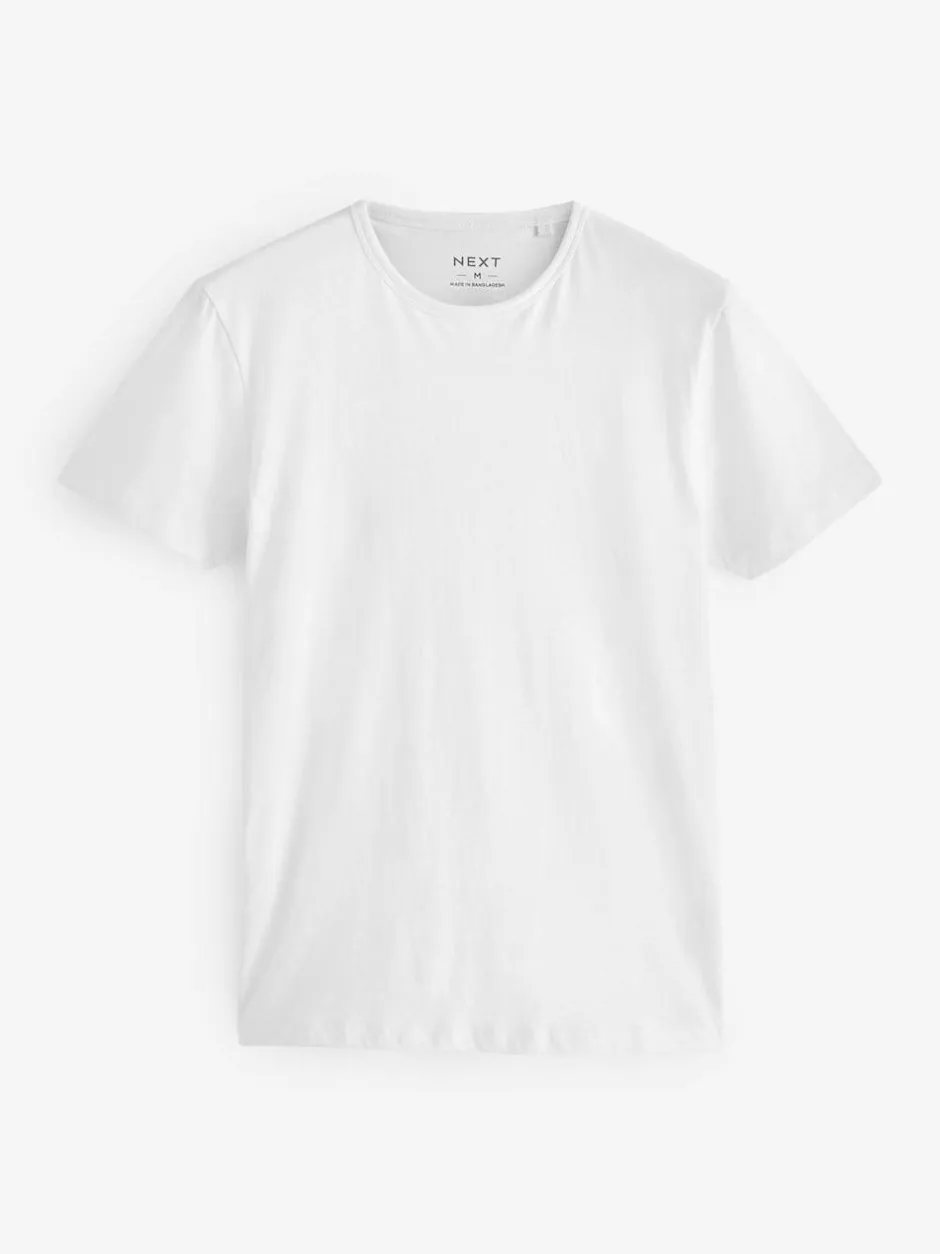 Next Slim Fit 100% Cotton Layering T-Shirts 2 Pack White Online