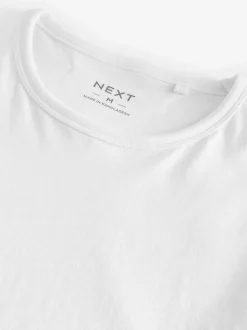Next Slim Fit 100% Cotton Layering T-Shirts 2 Pack White Online