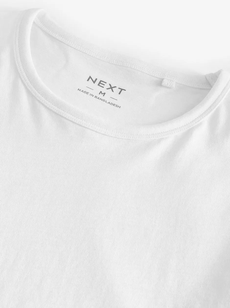 Next Slim Fit 100% Cotton Layering T-Shirts 2 Pack White Online