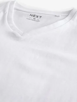 Next White Slim Fit 100% Cotton V-Neck Layering T-Shirts 10 Pack Sale