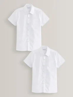 Next White Slim Fit 2 Pack Short Sleeve School Shirts (3-17yrs)