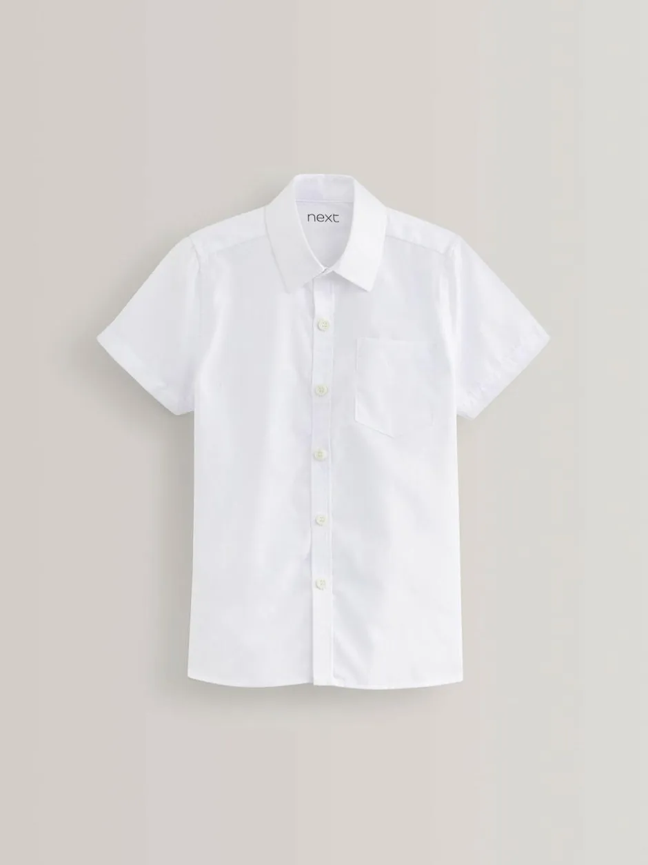 Next White Slim Fit 2 Pack Short Sleeve School Shirts (3-17yrs)