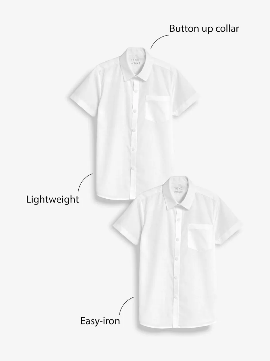 Next White Slim Fit 2 Pack Short Sleeve School Shirts (3-17yrs)