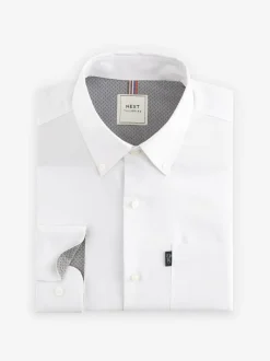 Next White Slim Fit Button Down Easy Iron Oxford Shirt New