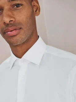 Next White Slim Fit Cotton Stretch Long Sleeve Formal Shirt Online