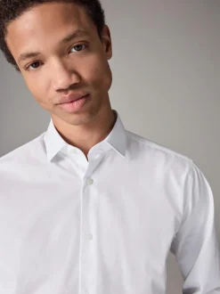 Next Slim Fit Easy Care Single Cuff Smart Shirt White Best