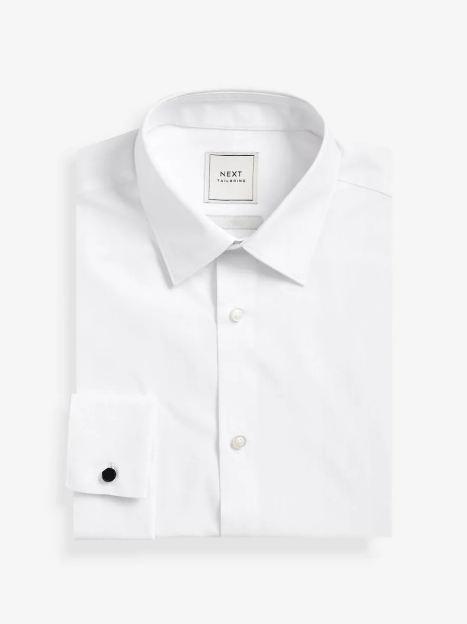Next Slim Fit Easy Care Double Cuff Smart Shirt White New