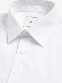 Next Slim Fit Easy Care Double Cuff Smart Shirt White New