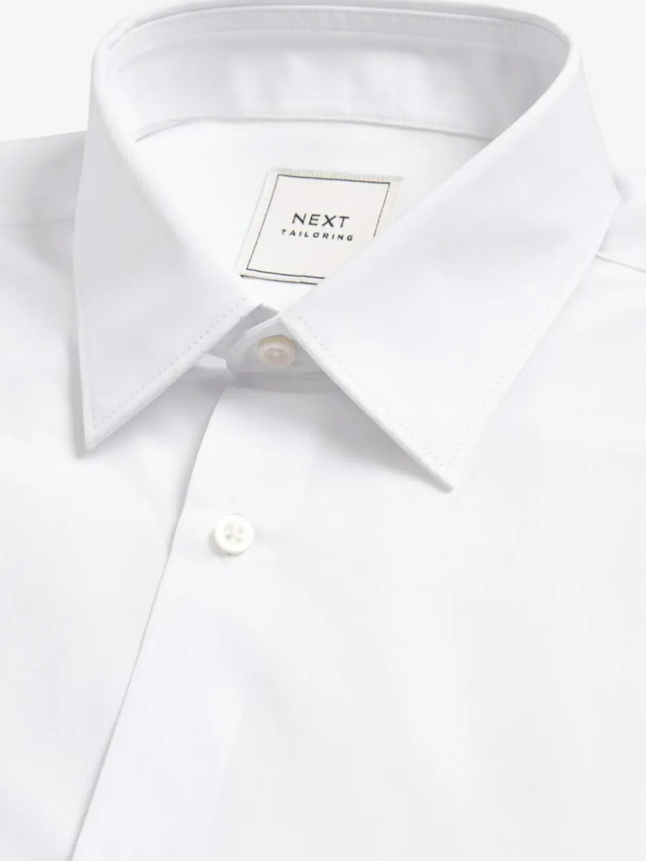 Next Slim Fit Easy Care Double Cuff Smart Shirt White New