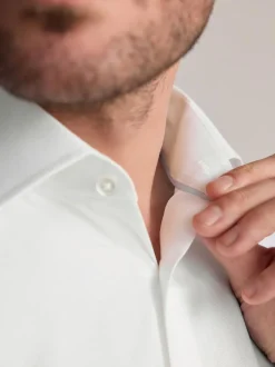 Next Slim Fit Signature Premium 100% Cotton Textured Smart Shirt White Clearance