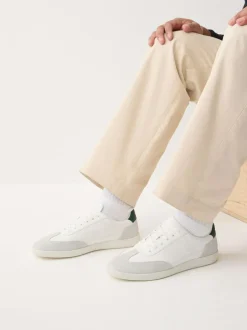 Next Smart Casual Lace-Up Trainers with Suede Trim White Best