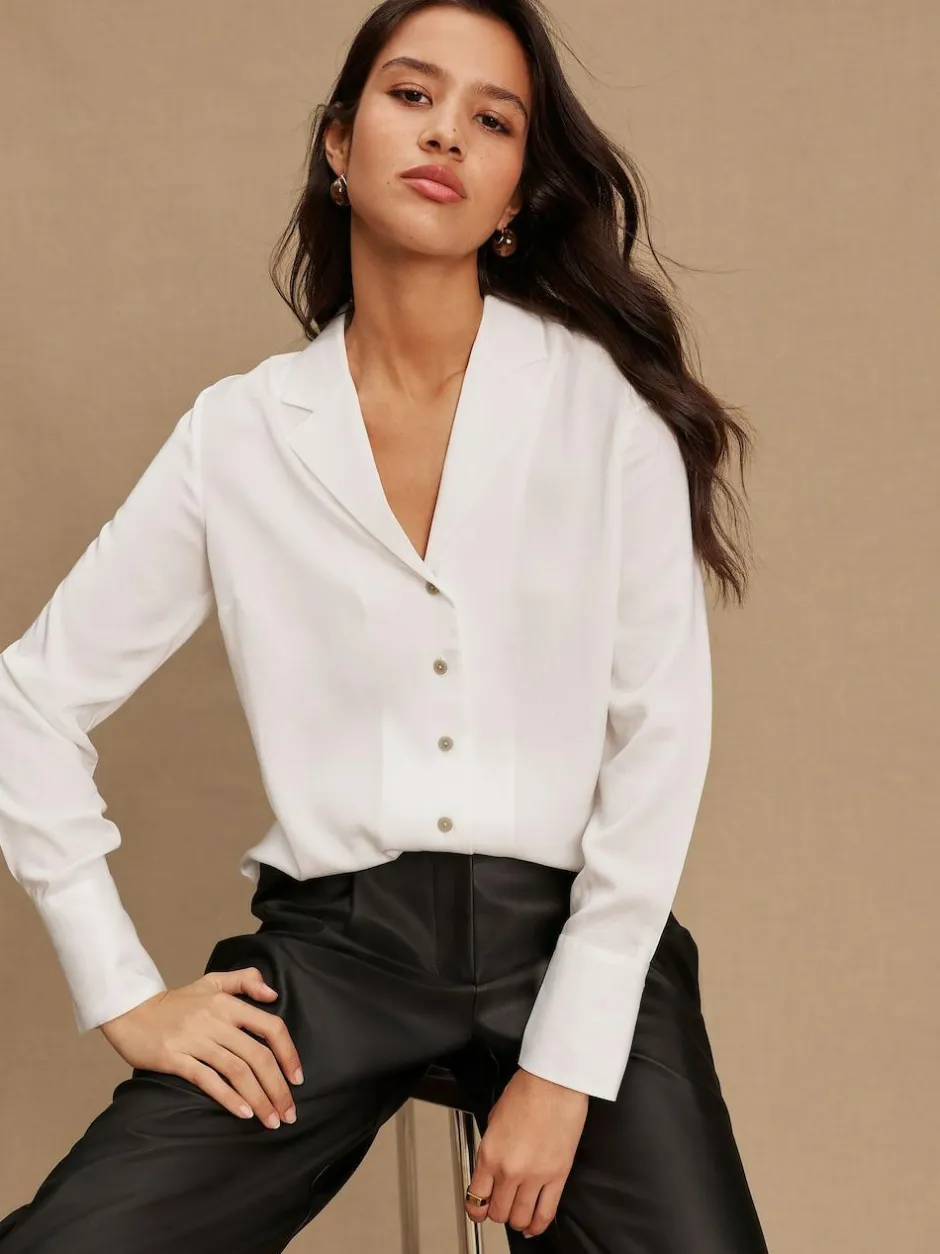 Next Soft Revere Collar Long Sleeve Shirt White New