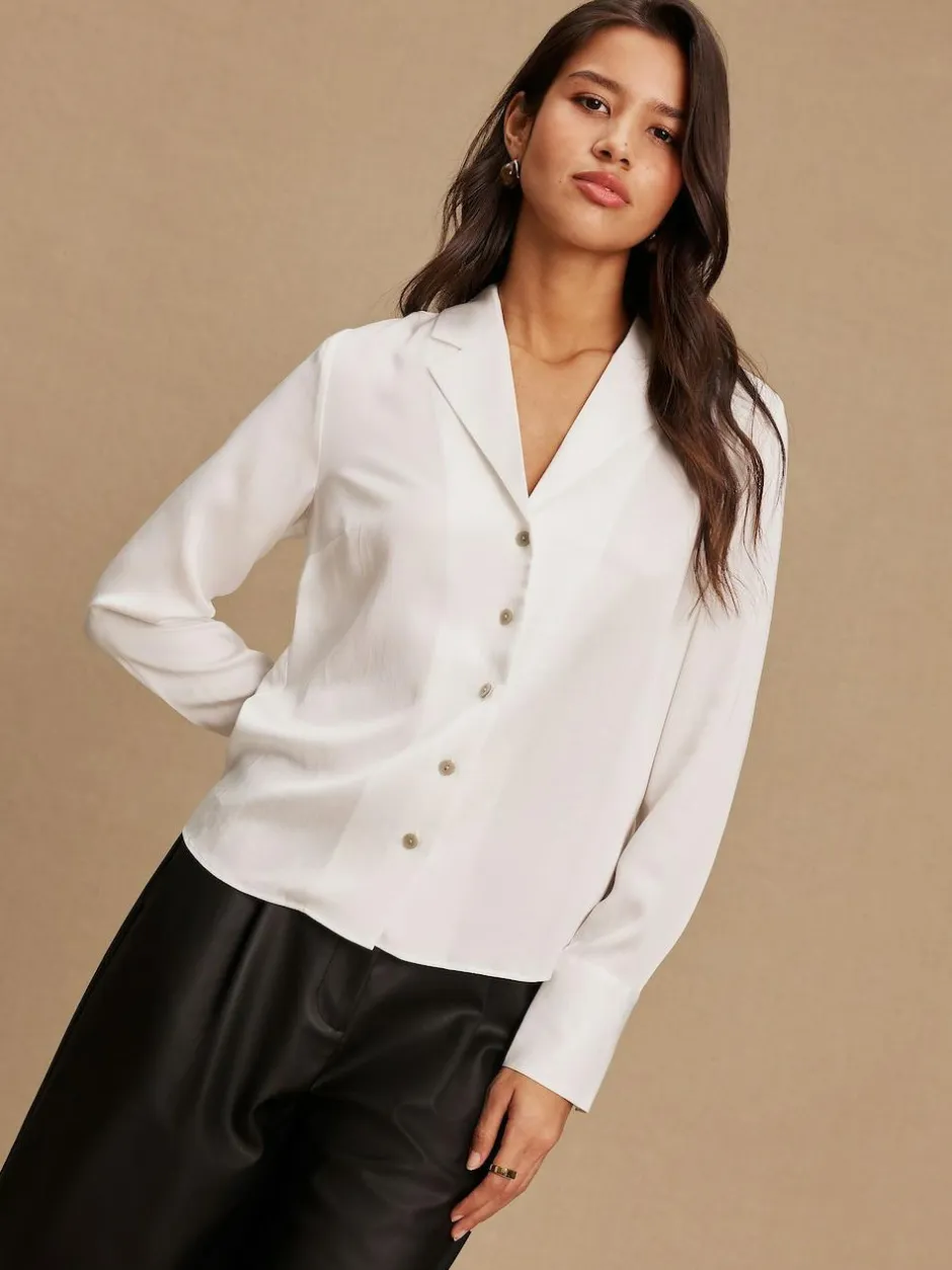 Next Soft Revere Collar Long Sleeve Shirt White New