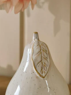 Next Ceramic Fruit Ornament White Speckled Pear New