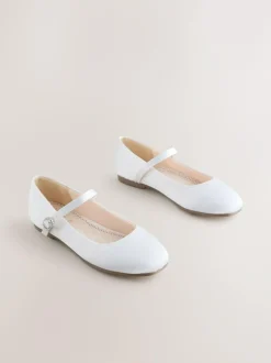 Next Standard Fit (F) Mary Jane Occasion Shoes White Stain Resistant Satin Sale