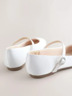 Next Standard Fit (F) Mary Jane Occasion Shoes White Stain Resistant Satin Sale