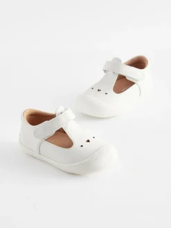 Next Standard Fit (F) Crawler T-Bar Shoes White Clearance