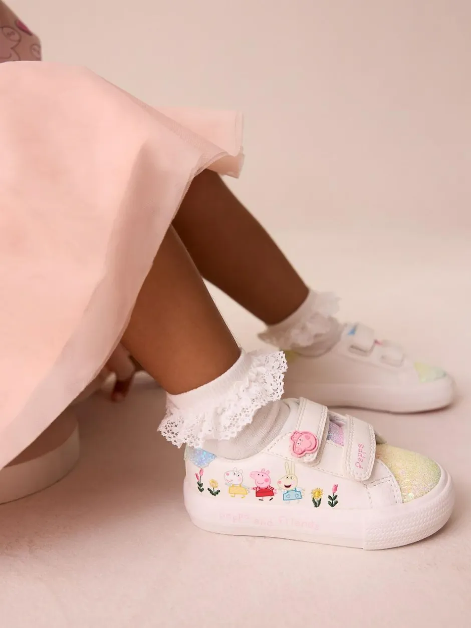Next White Standard Fit (F) Peppa Pig Chunky Trainers with Touch Fastening