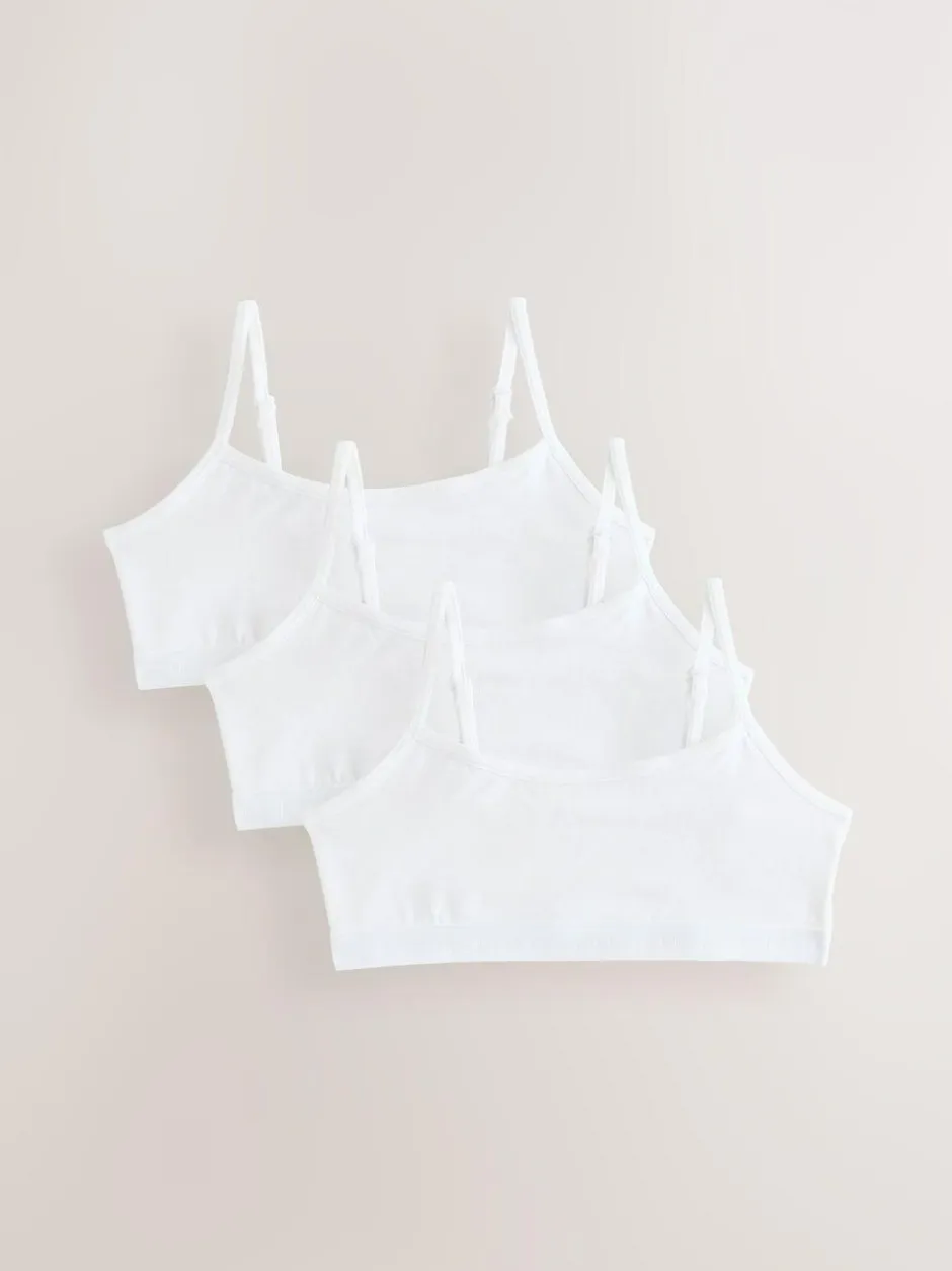 Next Strappy Crop Tops 3 Pack (5-16yrs) White Clearance