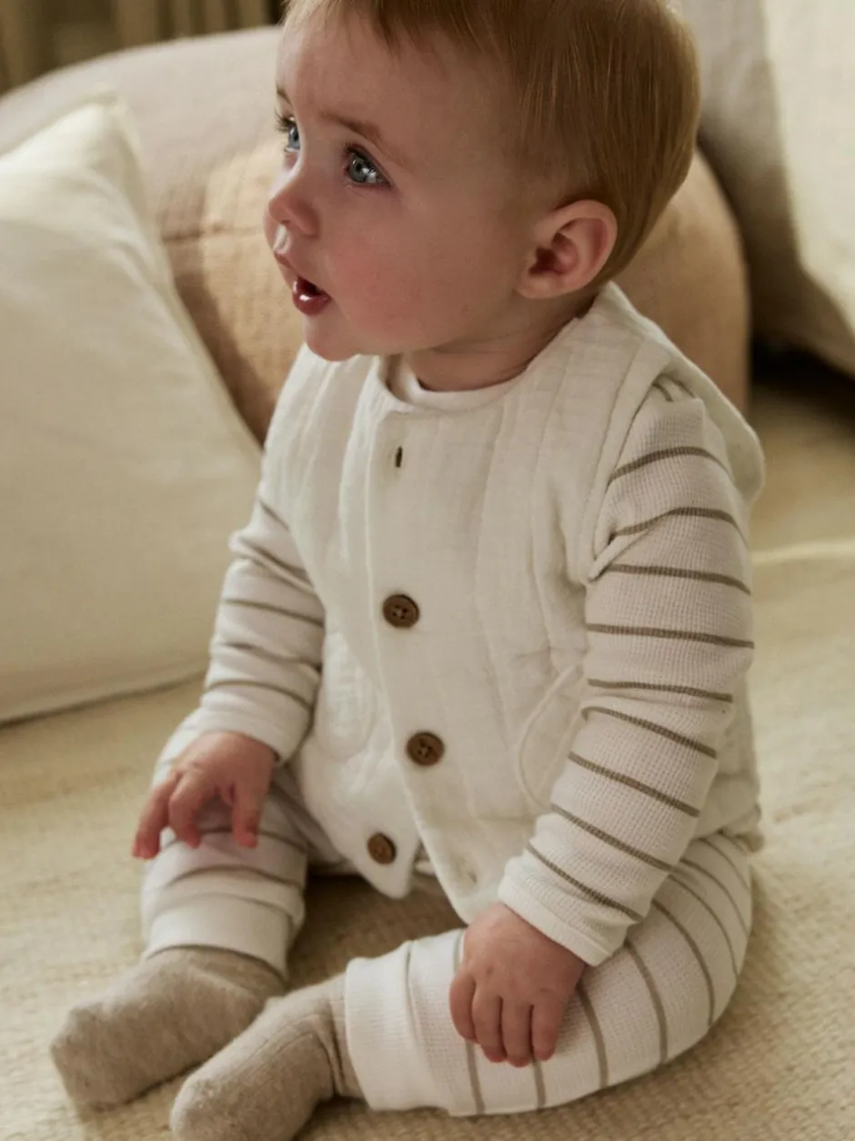 Next White Stripe Baby Gilet Top and Leggings Set (0mths-2yrs) Online
