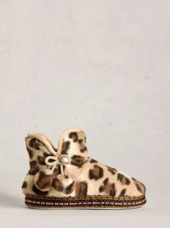 White Stuff Faux Fur Bootie Slippers Animal Best
