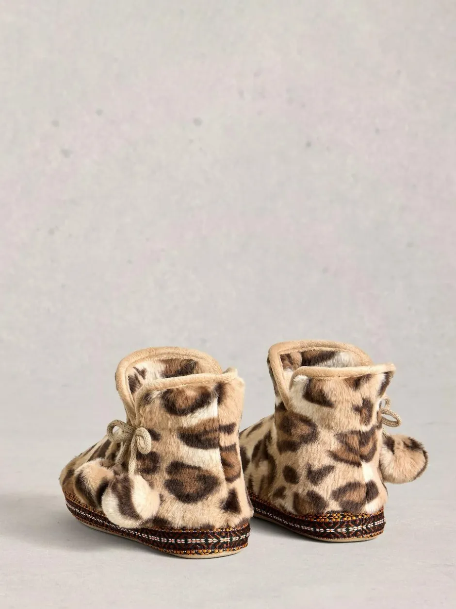 White Stuff Faux Fur Bootie Slippers Animal Best