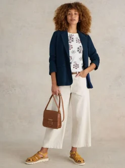 White Stuff Evelyn Jersey Blazer Blue New