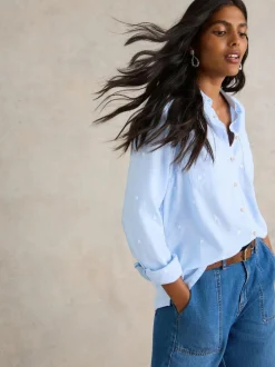 White Stuff Blue Sophie Shirt Sale