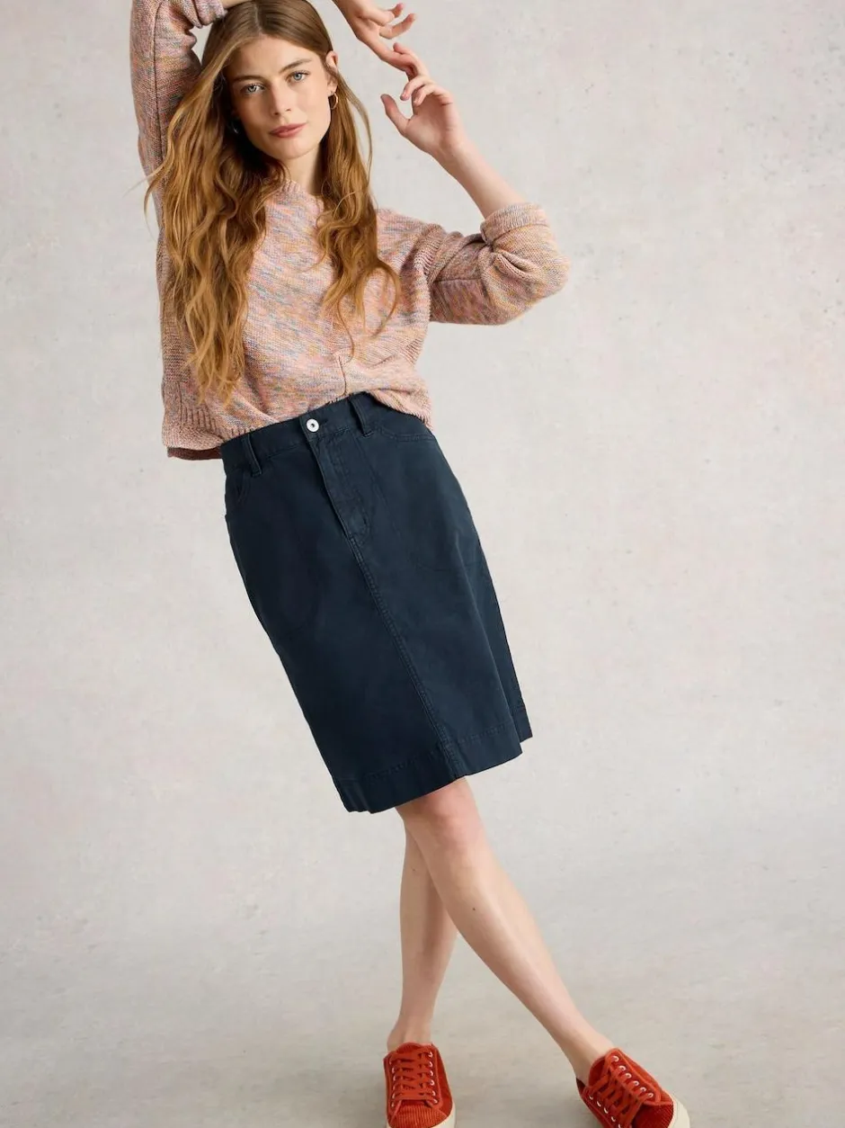White Stuff Tia Chino Skirt Blue Best