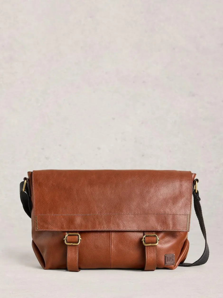 White Stuff Teddy Leather Messenger Bag Brown Outlet
