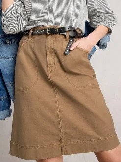 White Stuff Tia Chino Skirt Brown Discount
