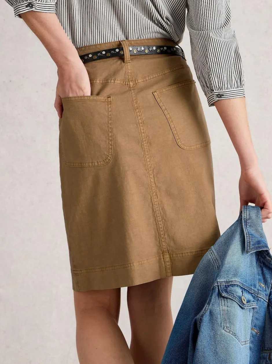 White Stuff Tia Chino Skirt Brown Discount